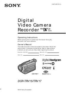 Sony DCR TRV 17 E manual. Camera Instructions.